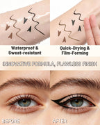 Eyeliner Stamp Wingliner, Brown Liquid 3-in-1 Winged Eyeliner Pen No Smudge