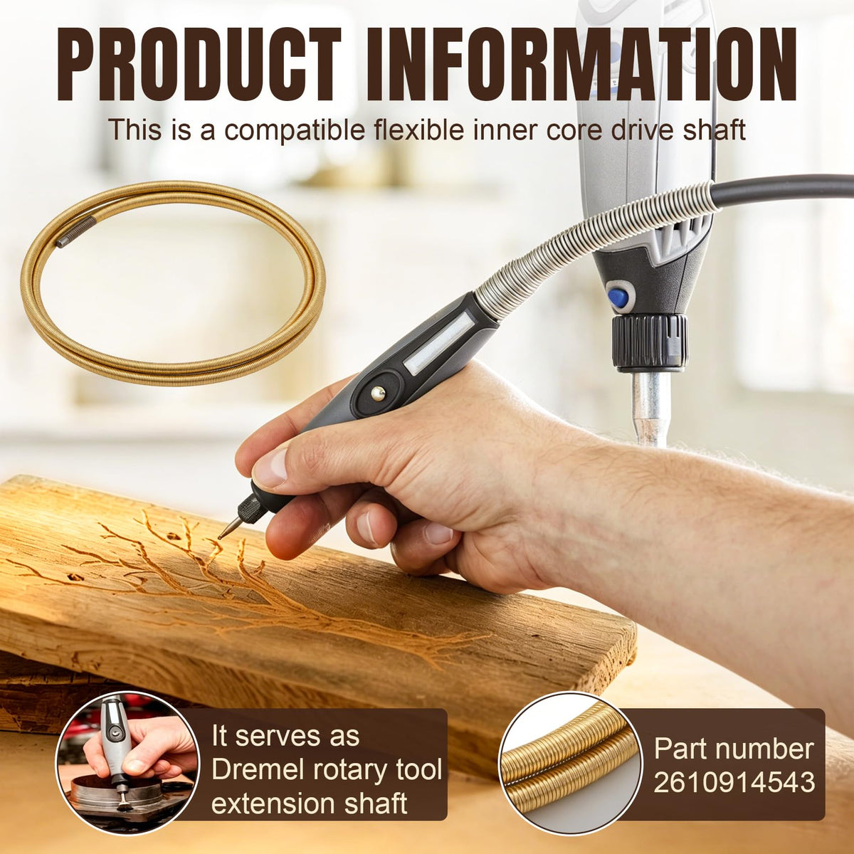 1Pk 2610914543 Flexible Shaft Inner Core Replacement for Dremel Rotary Tool