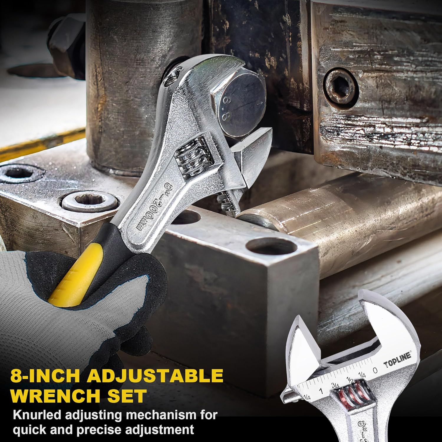 8-Piece Pliers and Wrench Set, 8” Adjustable Wrench, 12”, 10”, 8” Groove Joint, 7” Linesman, 6” Slip Joint, 6” Long