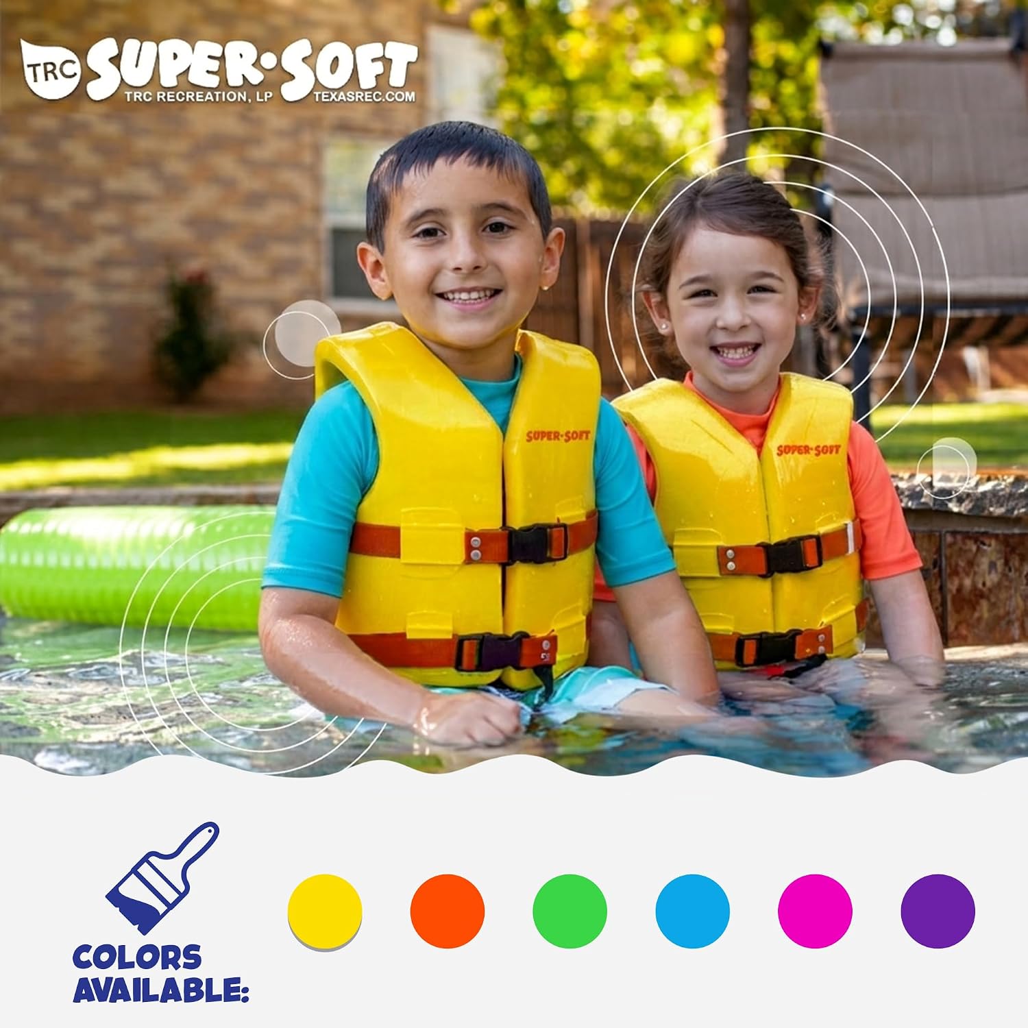 TRC Recreation Super Soft Child Life Jacket USCG Approved Vinyl Coated Foam Swim Vest for Kids Swimming Pool and