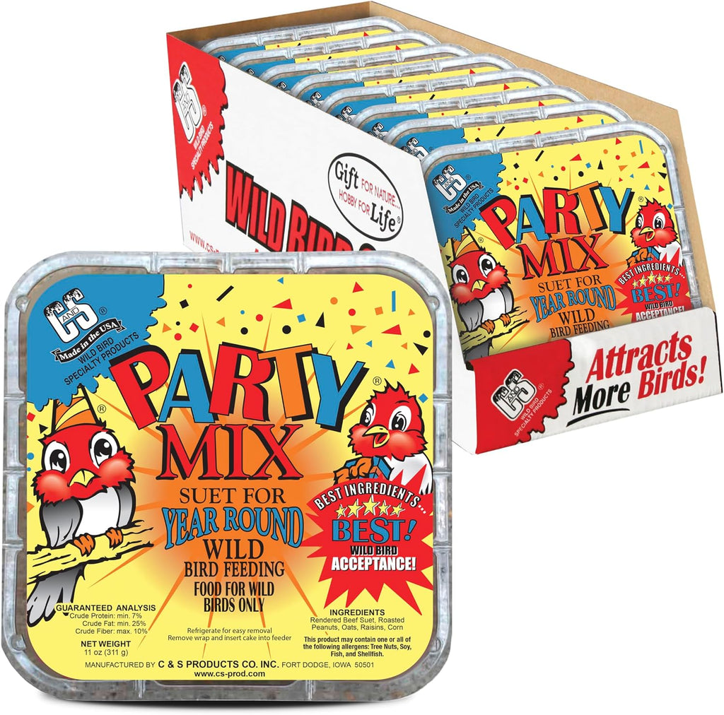 Party Mix Suet Treat, Suet Cakes for Wild Birds, Pack of 8 | Suet cakes for woodpeckers, made with real party mix