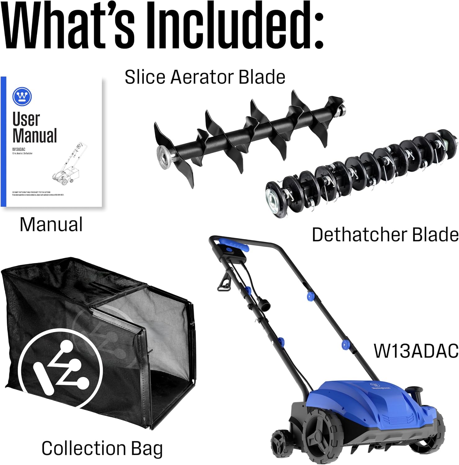 13" 12-Amp 2-in-1 Electric Dethatcher and Scarifier with Collection Bag