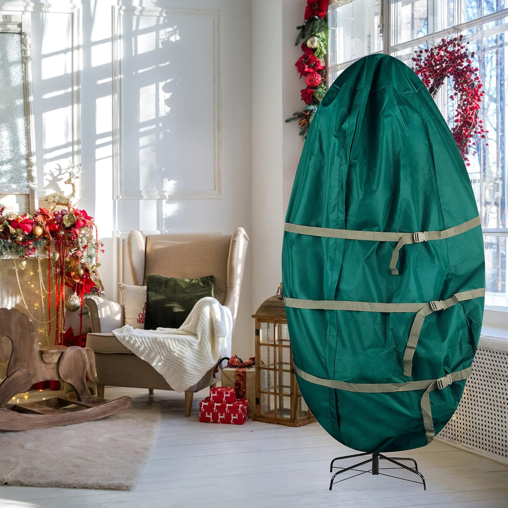 Upright Christmas Tree Storage Bag - Canvas Cover for 7.5-Foot Artificial Trees, Inflatables, and Christmas