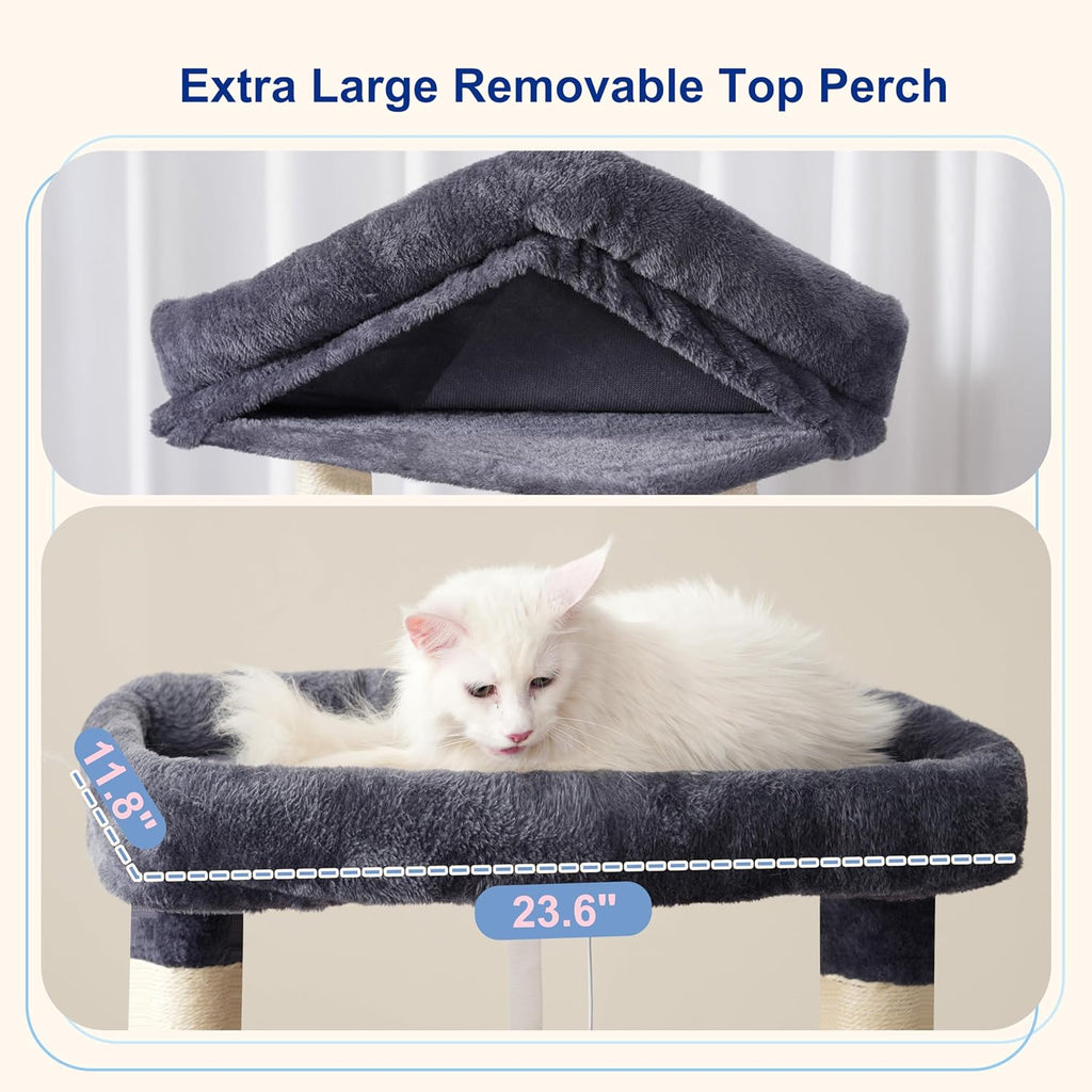 Maine Coon Cat Tree, Heavy Duty Cat Tree for Indoor Cats Large Adult, Cat Tower for Large Cats 20 lbs+ with Hammock