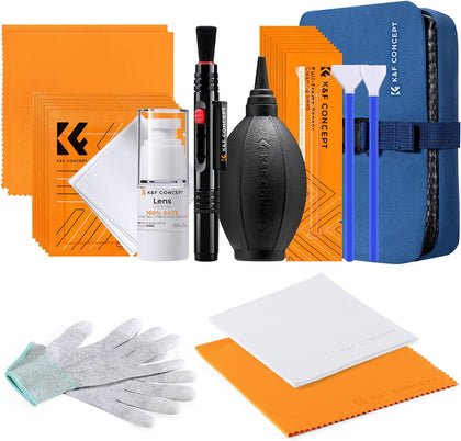 Professional Camera Cleaning Kit - Sensor Cleaner, APS-C & Full-Frame Swabs, Air Blower, Lens Brush, Gloves, Lens