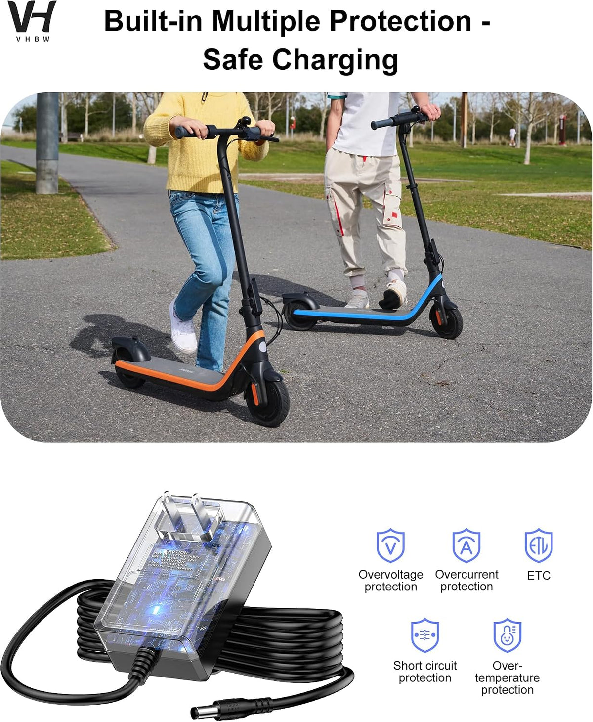 VHBW 25.2V 1.5A Charger for Segway Ninebot C2 Pro E2 Plus Scooter