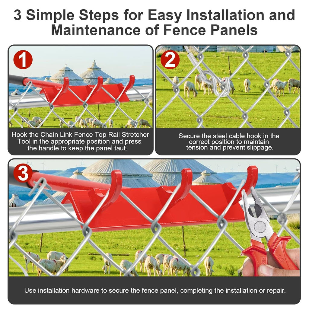 Chain Link Fence Top Rail Tensioner Tool Heavy-Duty Steel Stretcher