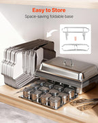 Rectangle Chafing Dishes, 9 Qt 6 Pack Stainless Steel Chafing Dish, Food Warmer Chafer Complete Set with Hollow