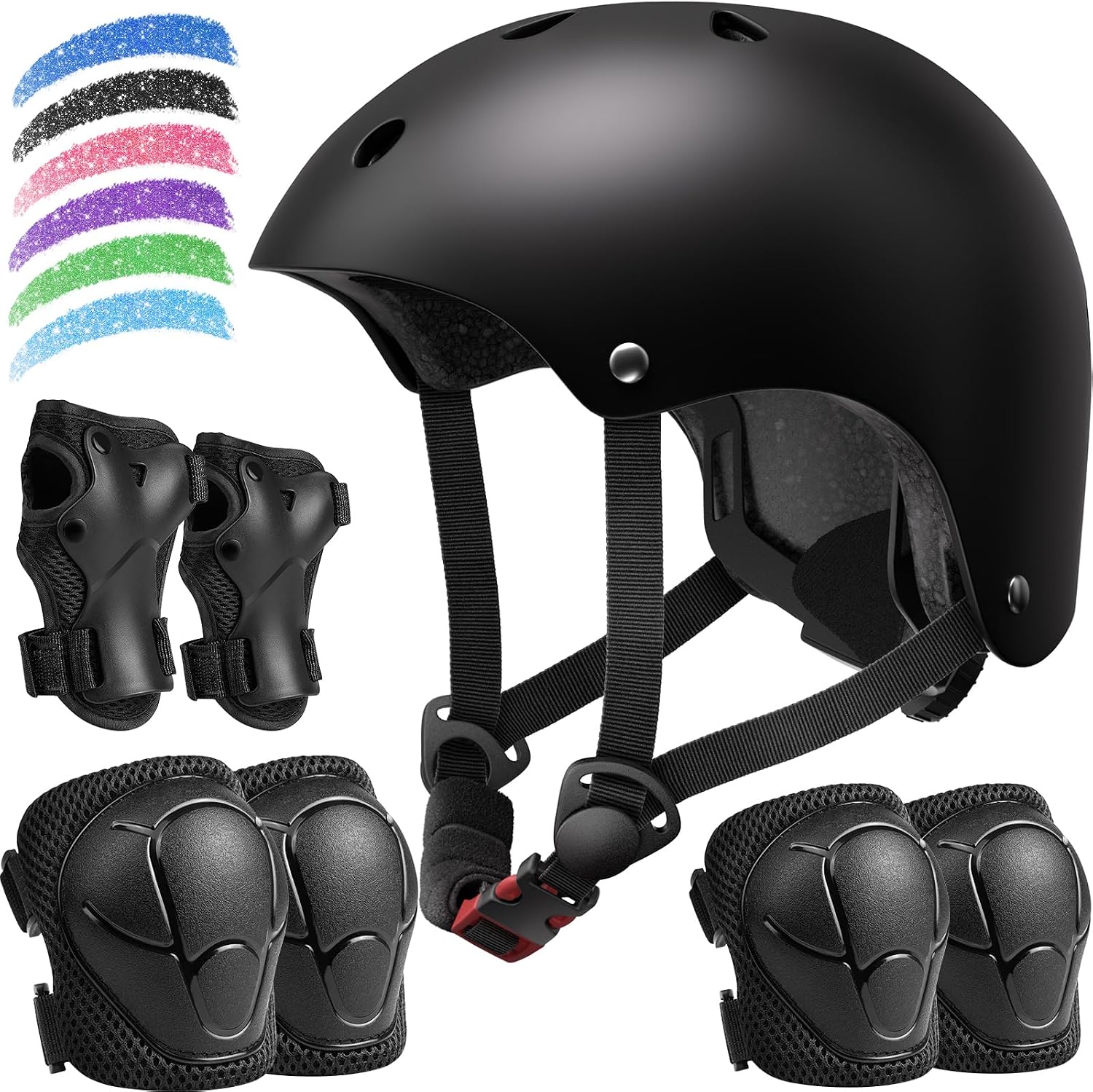 Kids Bike Helmet Set, Adjustable Helmet for Ages 2-3-5-8-14 Year Boys Girls, Toddler Pad Set with Knee and Elbow Pads