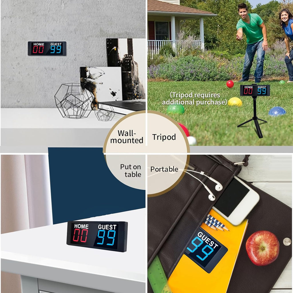 LED Portable Digital Scoreboard, Tabletop Electronic Scoreboard with Remote, Score Keeper for Games