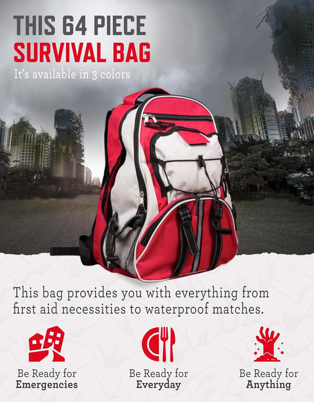 Emergency Survival Gear – Tactical Military Backpack, Camping Essentials Bug Out Bag & Survival Kit, Prepper &