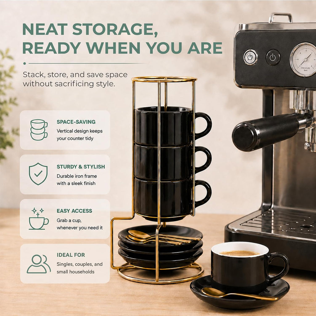 3 Ounce Espresso Cups Set of 4, Black