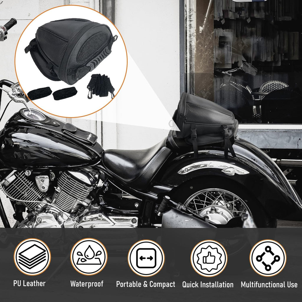 Motorcycle Tail Bag Multifunctional Rear Seat Storage Saddle Bag Motorbike Tank Bag with Shoulder Strap, Black