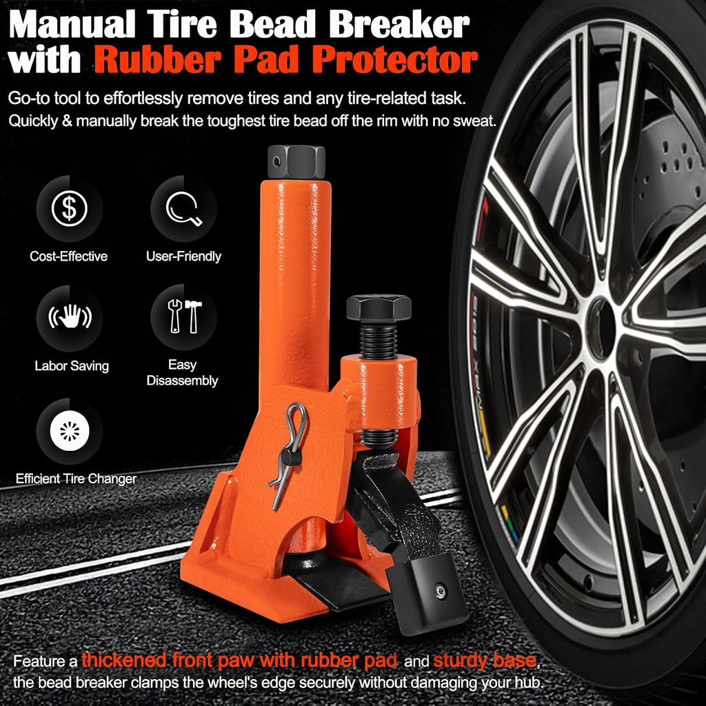 Manual Tire Bead Breaker with Rubber Pad Protector, 38"-42" Tires Changer Tool, Heavy-Duty Tire Bead Removal Tool