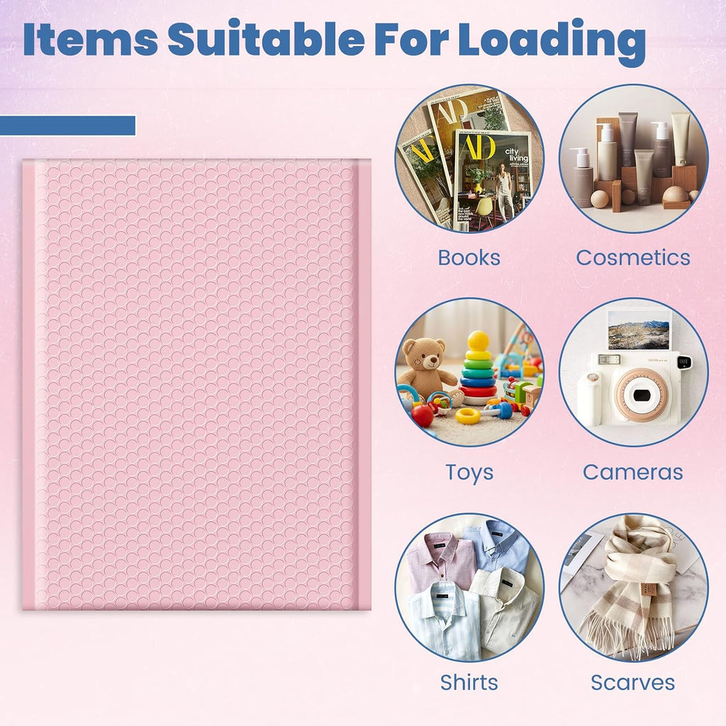 Bubble Mailers 10x13 Inch Light Pink 25 Pack Opaque Padded Envelopes