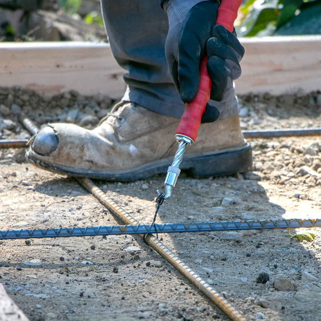 QLT Pull Tie Wire Twister, 12 Inch, Concrete Rebar Tie Tool | Twists Bar Ties in One Pull, Rubber Grip Handle, Rebar