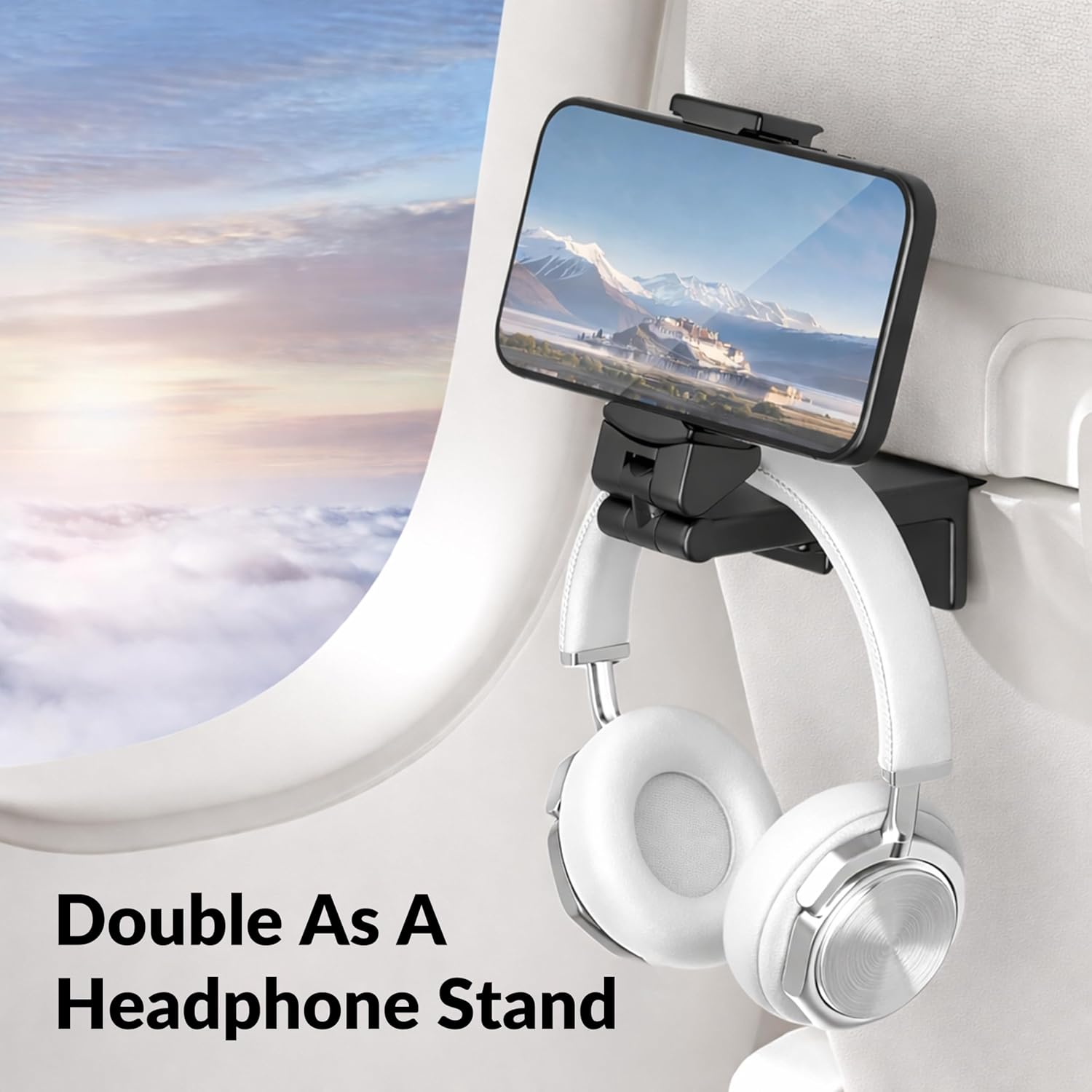 Airplane Phone Holder Mount Universal in Flight Hands Free Viewing with Multi-Directional Dual 360 Degree Rotation