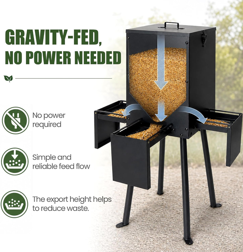 Gravity Deer Feeder with 4 Feeding Trays, Heavy - Duty Fodder Dispenser