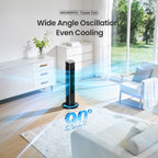 Smart Tower Fan with Remote, WiFi/App/Voice Control, 25dB, Black