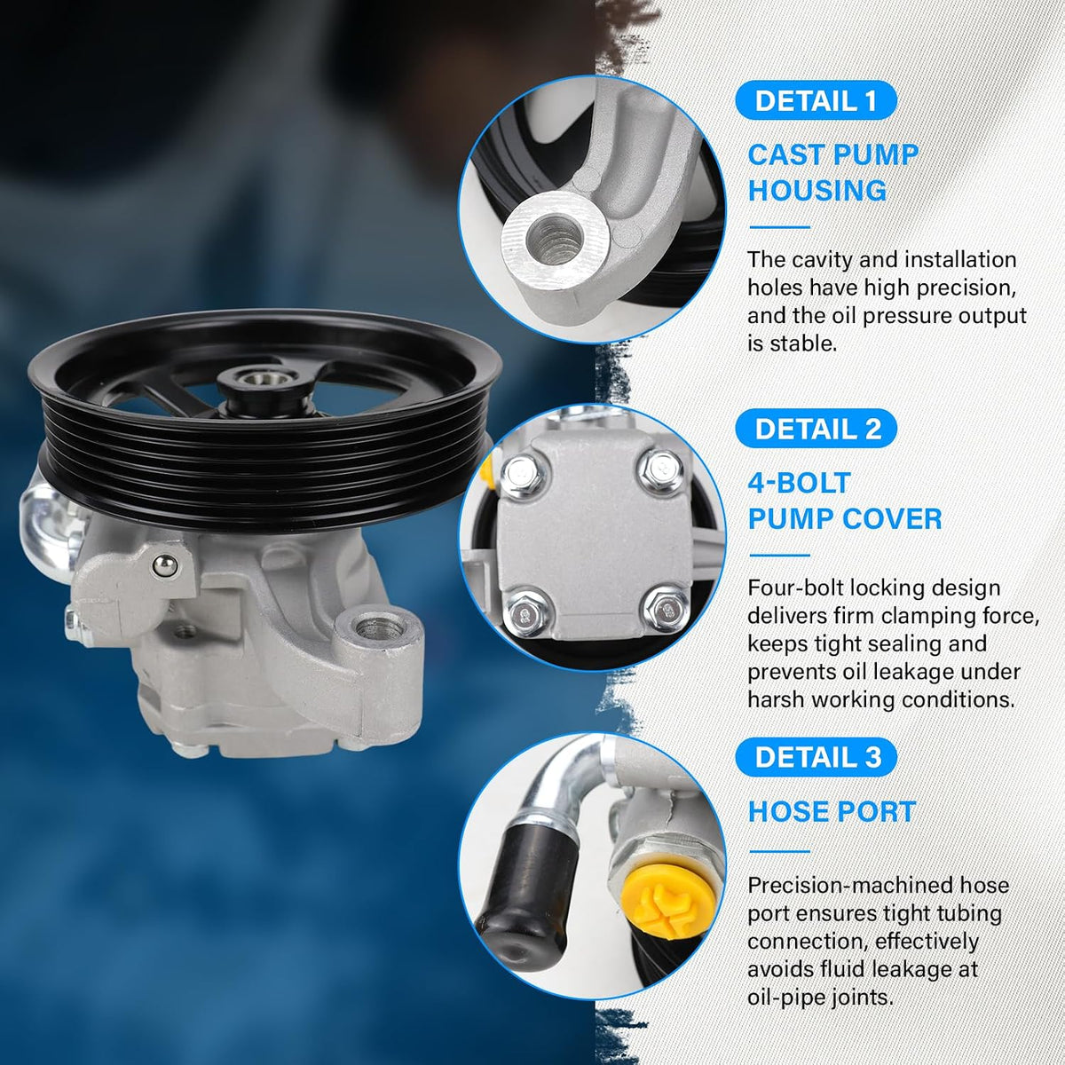 FEXON Power Steering Pump with Pulley for Chevy Traverse, Replaces 20‑2403