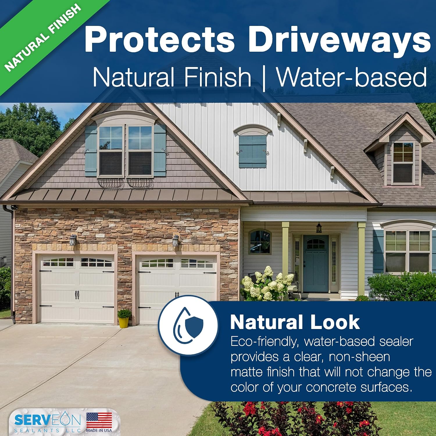 Concrete Driveway Sealer Densifier (Clear Natural Finish) 1 Qt | Serveon Sealants Commercial Grade Outdoor Indoor