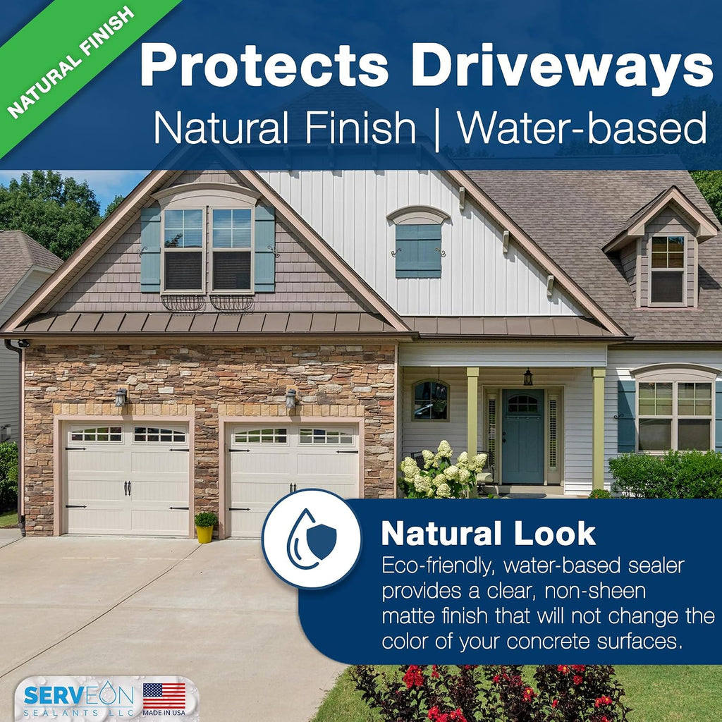 Concrete Driveway Sealer Densifier (Clear Natural Finish) 1 Gal | Serveon Sealants Commercial Grade Outdoor Indoor