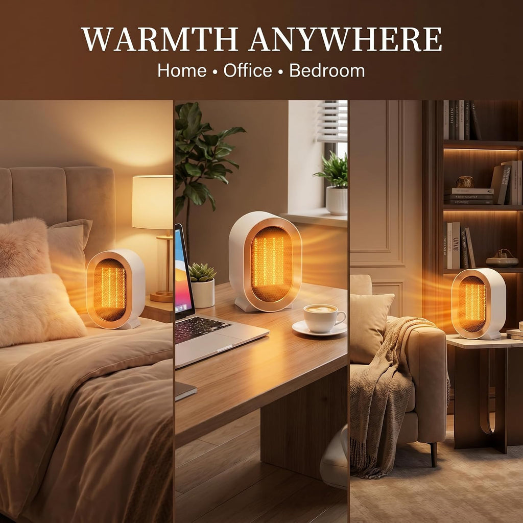 Indoor Electric Portable Space Heater, 1200W Personal Desk Heater, Fast Quiet Heating Ceramic with Thermostat for