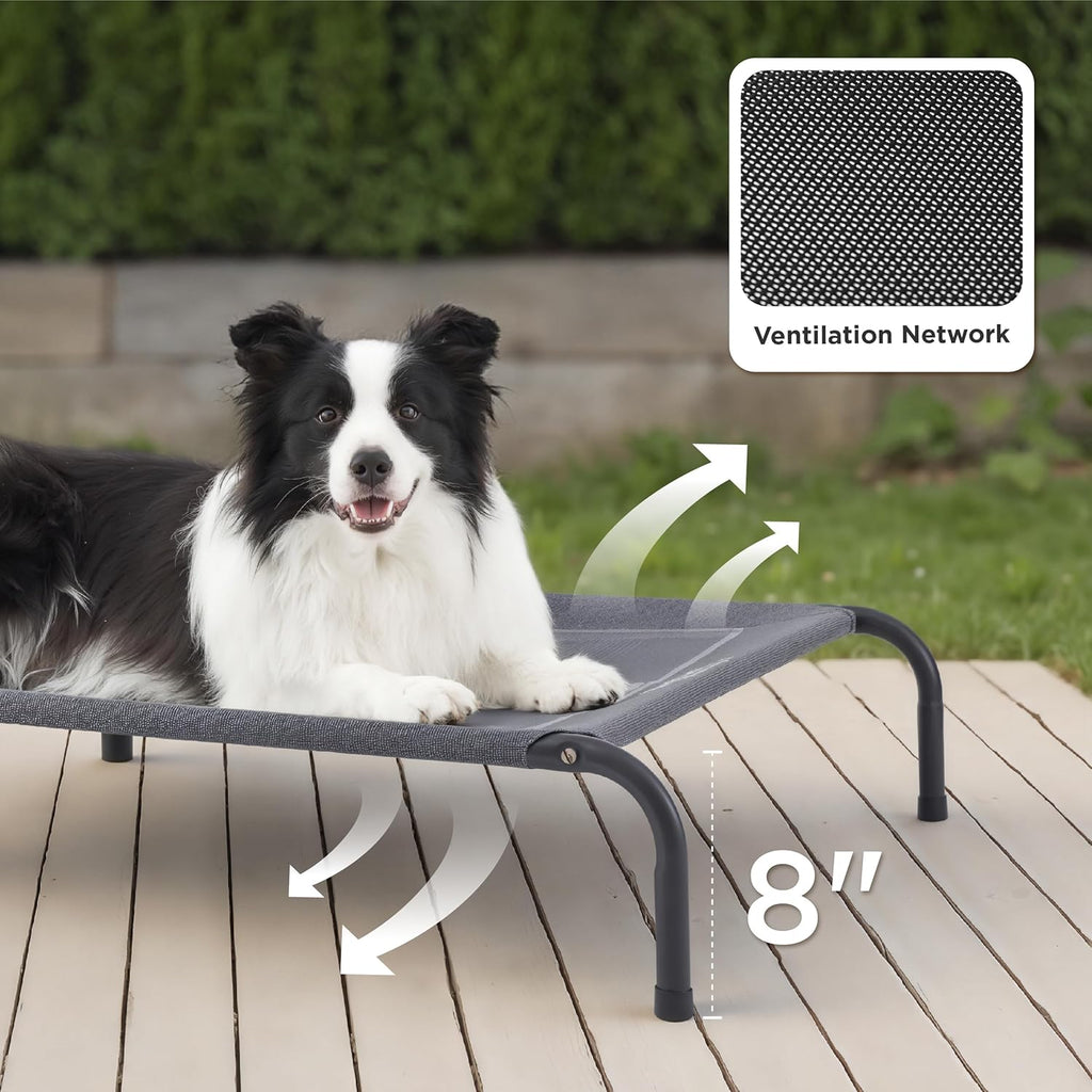 Outdoor Elevated Dog Bed Large Sized Dog, Portable Indoor & Outdoor Cooling Raised Cot Pet Hammock Bed with