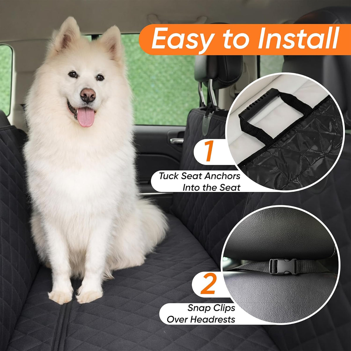 Dog Ramp for Car & Back Seat Cover Bundle