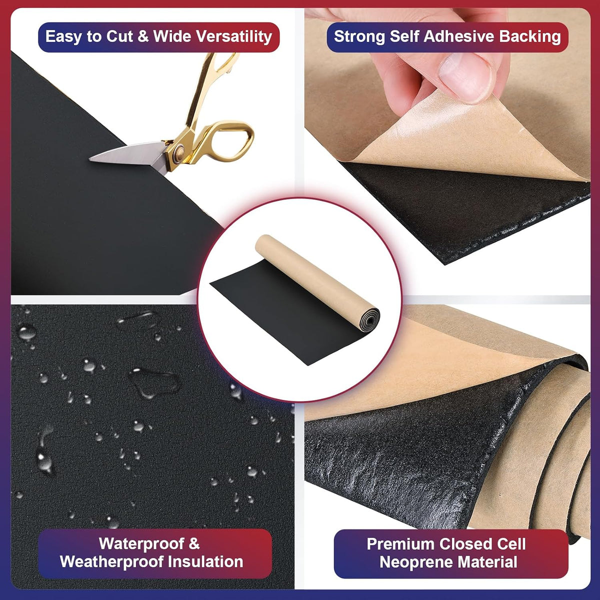 Neoprene Foam Sheet 1/8" x 12" x 24" with Adhesive Backing