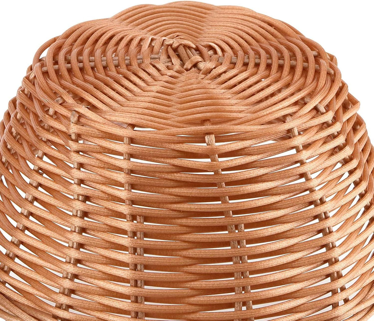 16 Pcs Bread Baskets Bulk, 7 Inch Plastic Round Basket Bread Serving Baskets, Brown Small Woven Baskets for Food