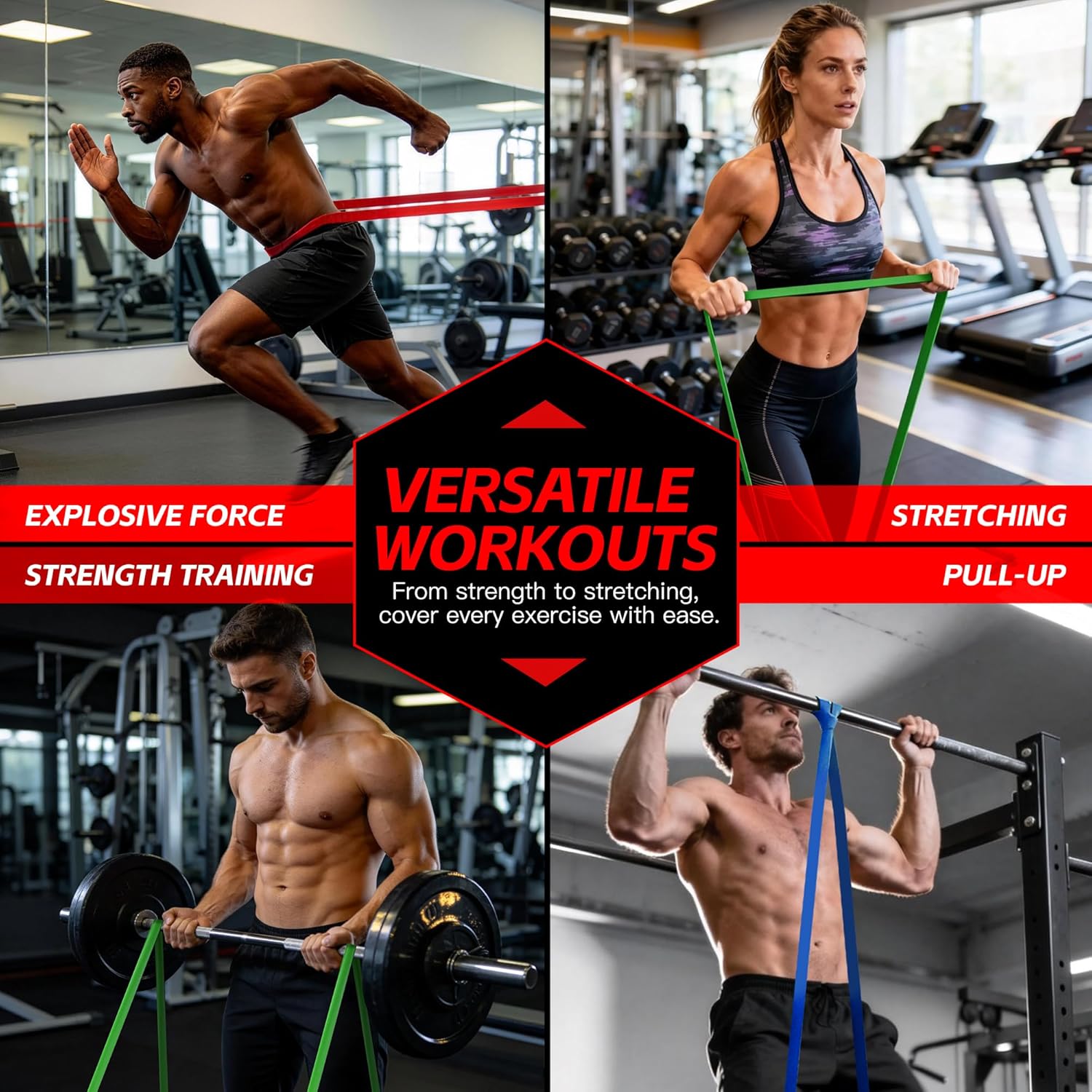 Pull Up Bands, Resistance Bands Set, Exercise Workout Bands for Men & Women, Ideal for Body Stretching, Physical