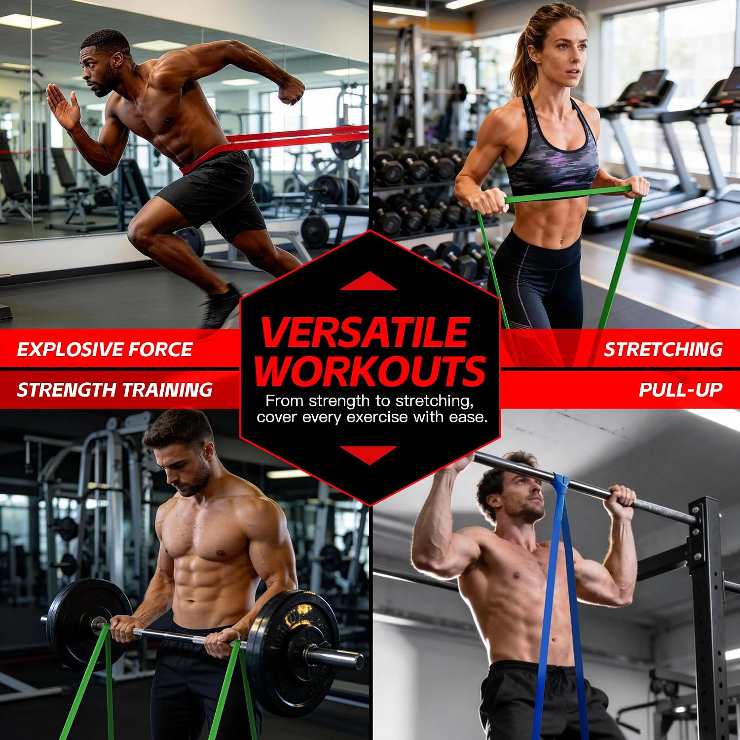 Pull Up Bands, Resistance Bands Set, Exercise Workout Bands for Men & Women, Ideal for Body Stretching, Physical