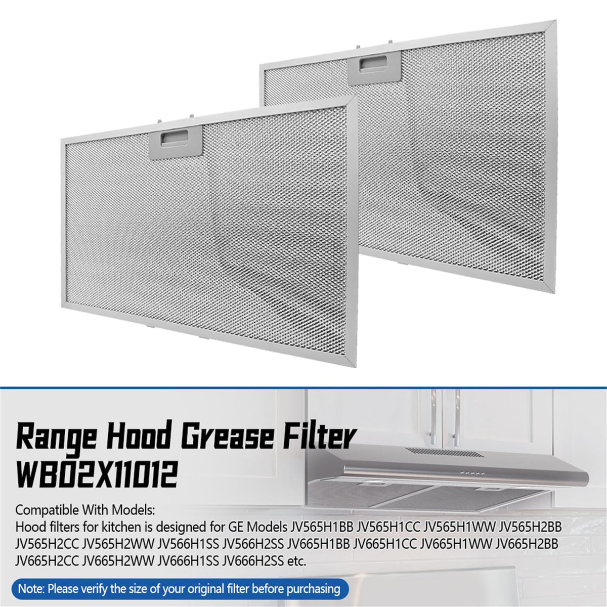 2Pcs WB02X11012 Range Hood Grease Filter Fit for GE Range Hood