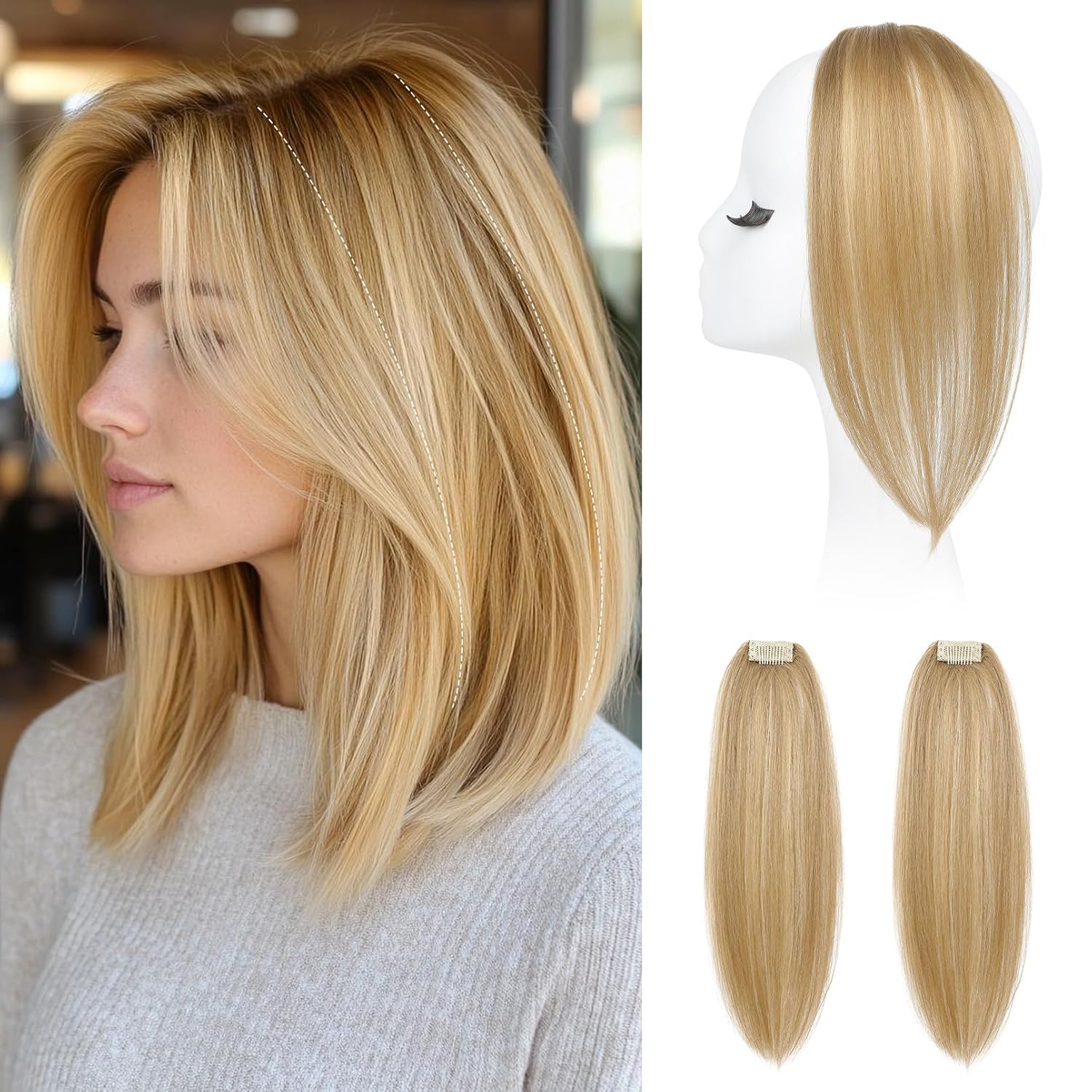 Clip in Hair Volumizer, 2PCS 12 inch Short Thick Clip in Hairpieces Adding Extra Volume Hair Extensions for Women