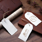 50 Pack Handmade Vintage Deckle Edge Tag with String White