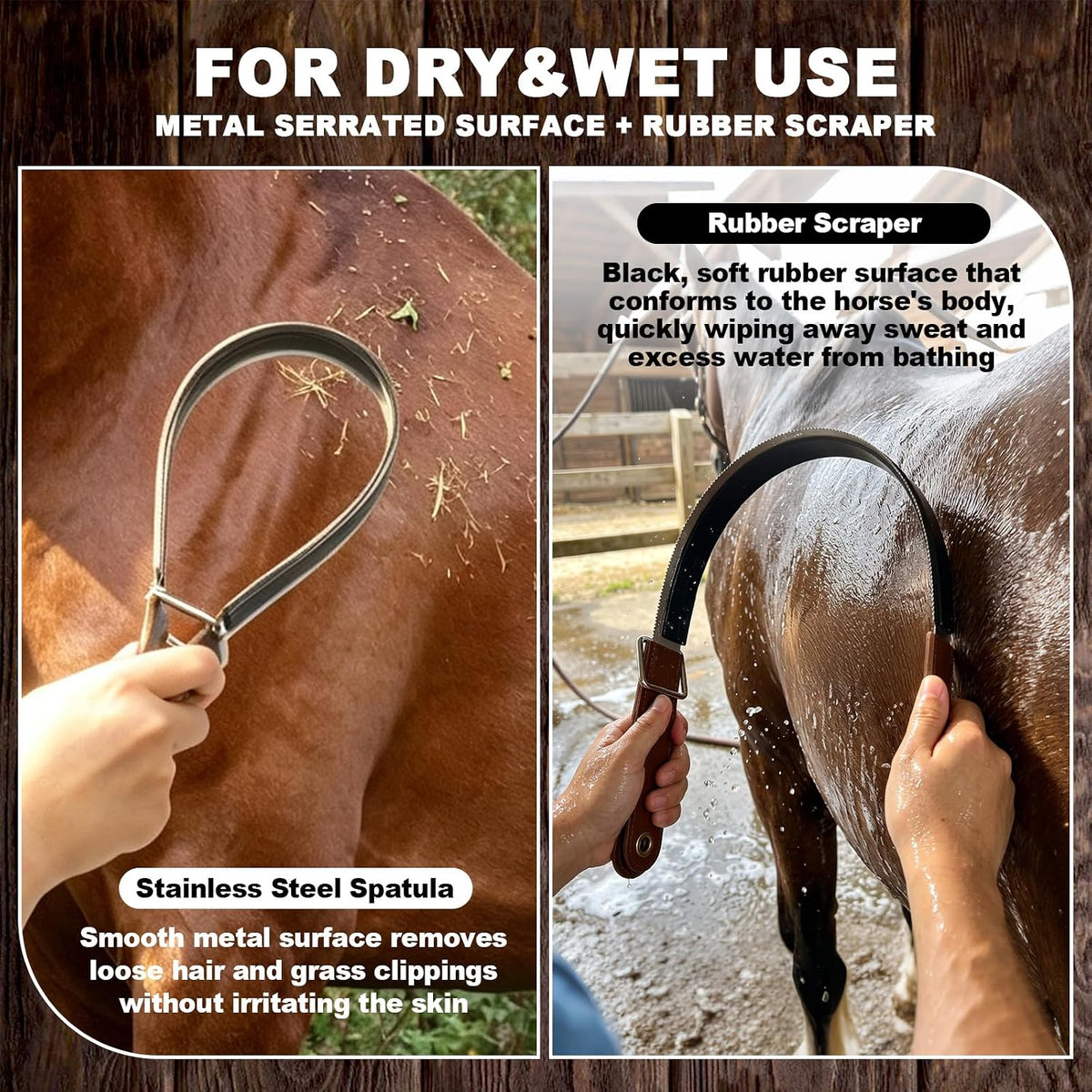 2-in-1 Horse Sweat Scraper Metal Shedding Blade for Horses