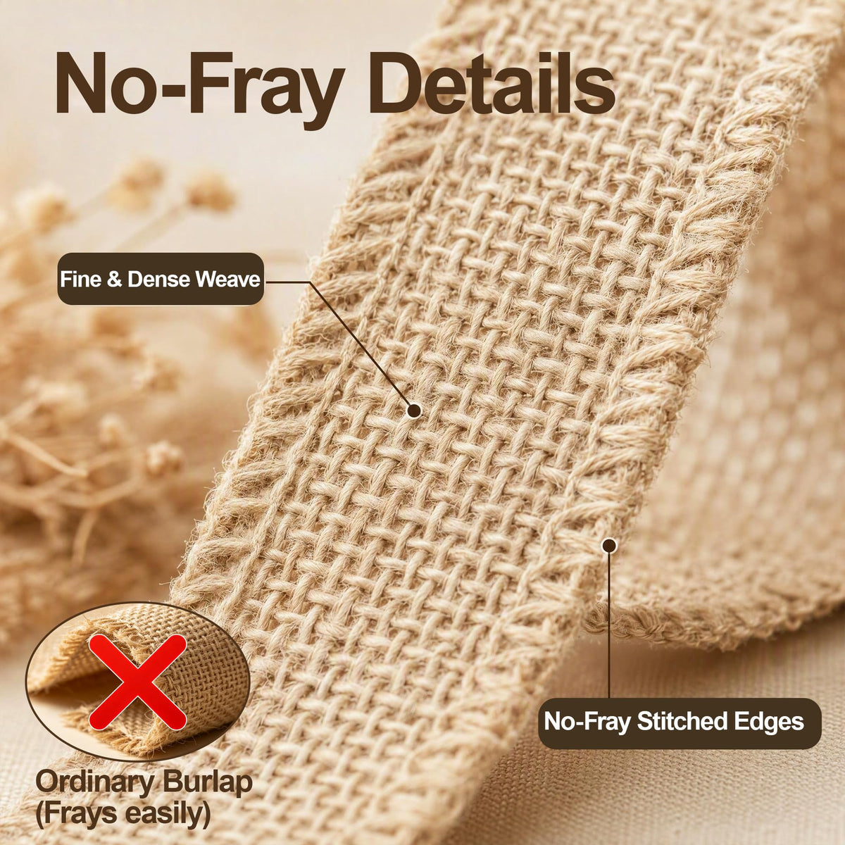 2" Burlap Ribbon 12Yards, Jute Craft Roll for Wrapping