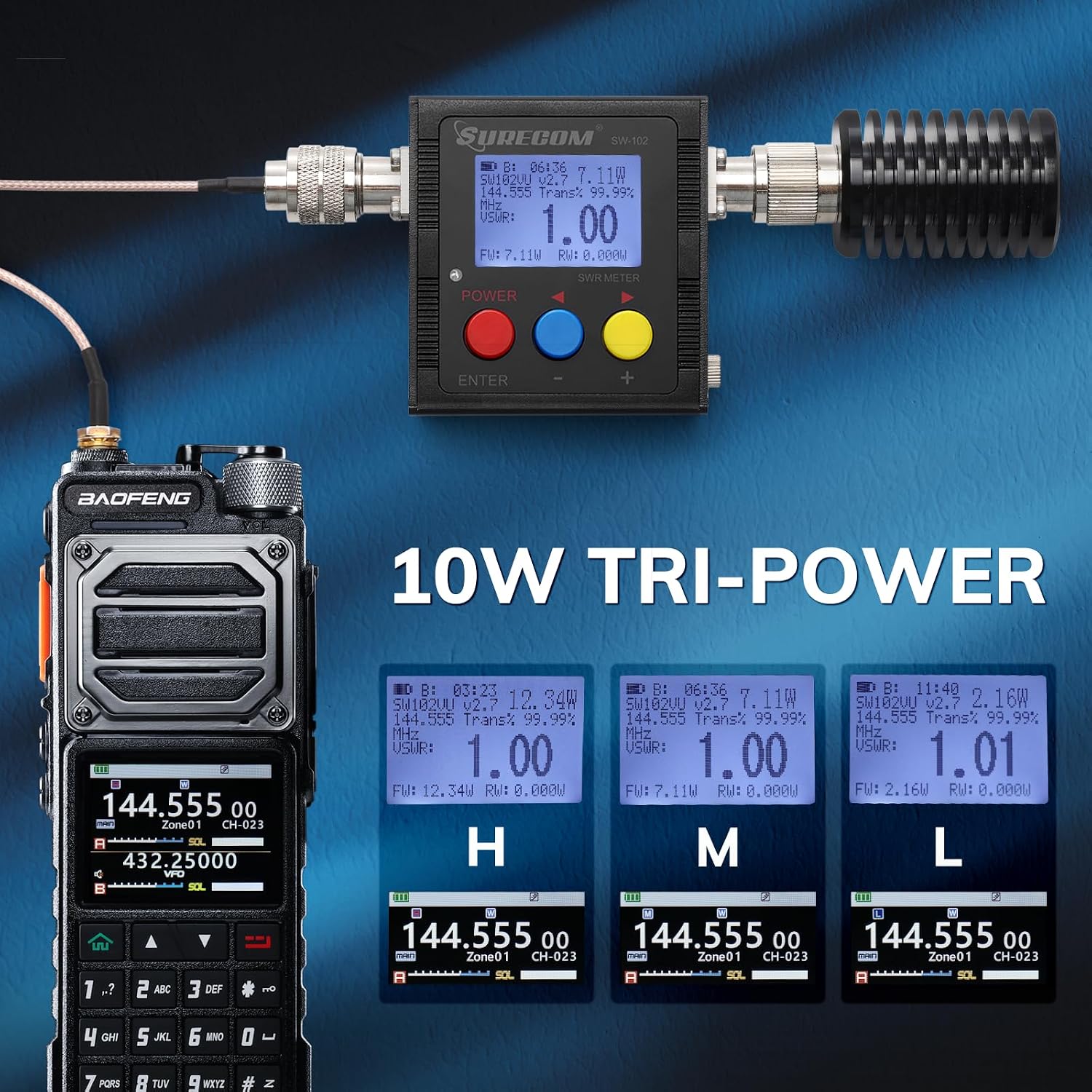 UV-25 Plus 10W GPS Ham Radio Handheld, Long Range Two Way Radio | Air NOAA Receiver, 5200mAh Battery USB-C Port, 2"