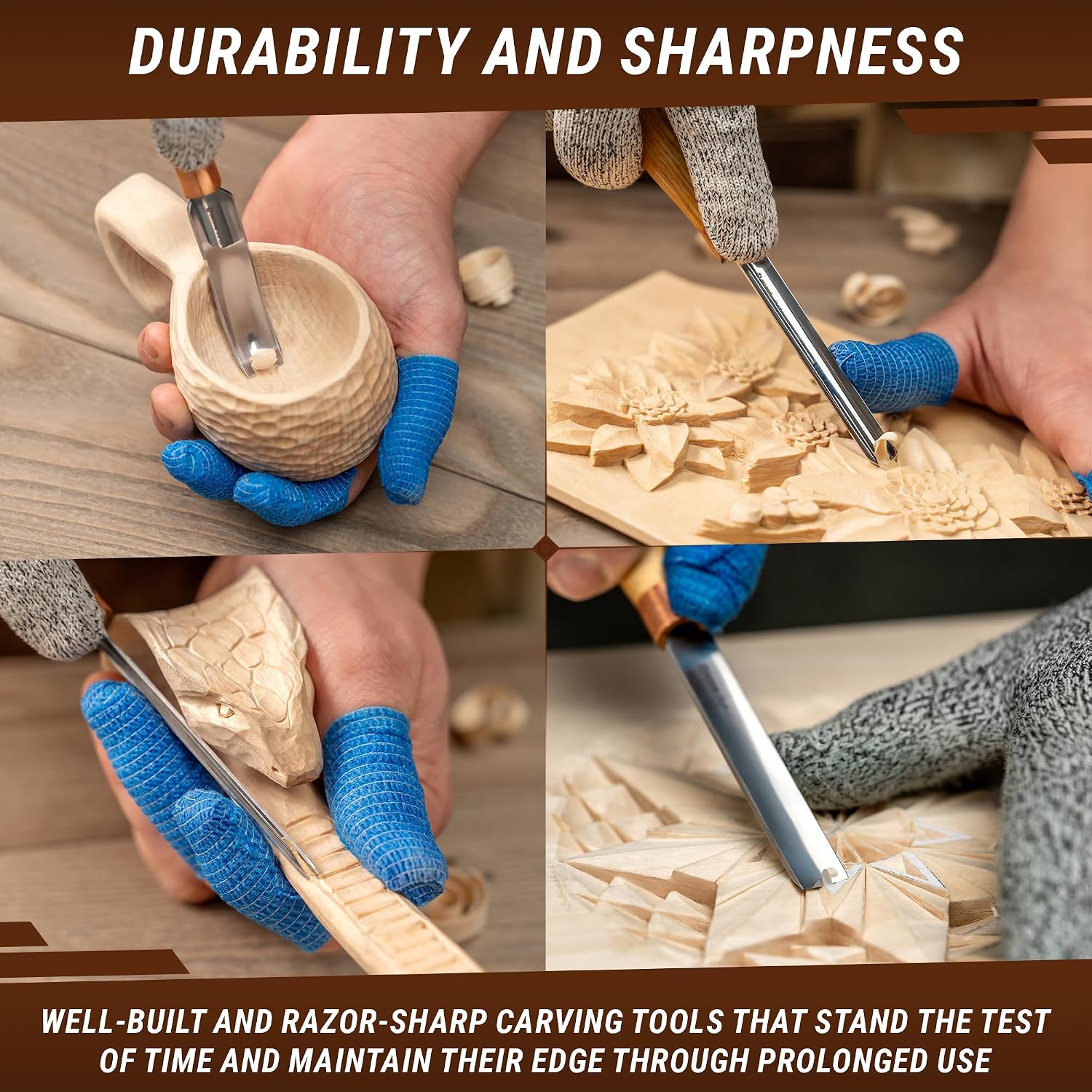 Wood Carving Gouges Chisels Kit SC01 - Wood Spoon Carving Chisel Set - Whittling Tools Includes Radial Gouges, Flat