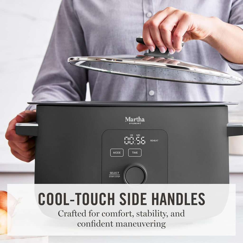 8 Quart Slow Cooker, Ceramic Nonstick Crock, Caviar Gray | 6 Modes, Delay Timer, Keep Warm, Dishwasher Safe Bowl &