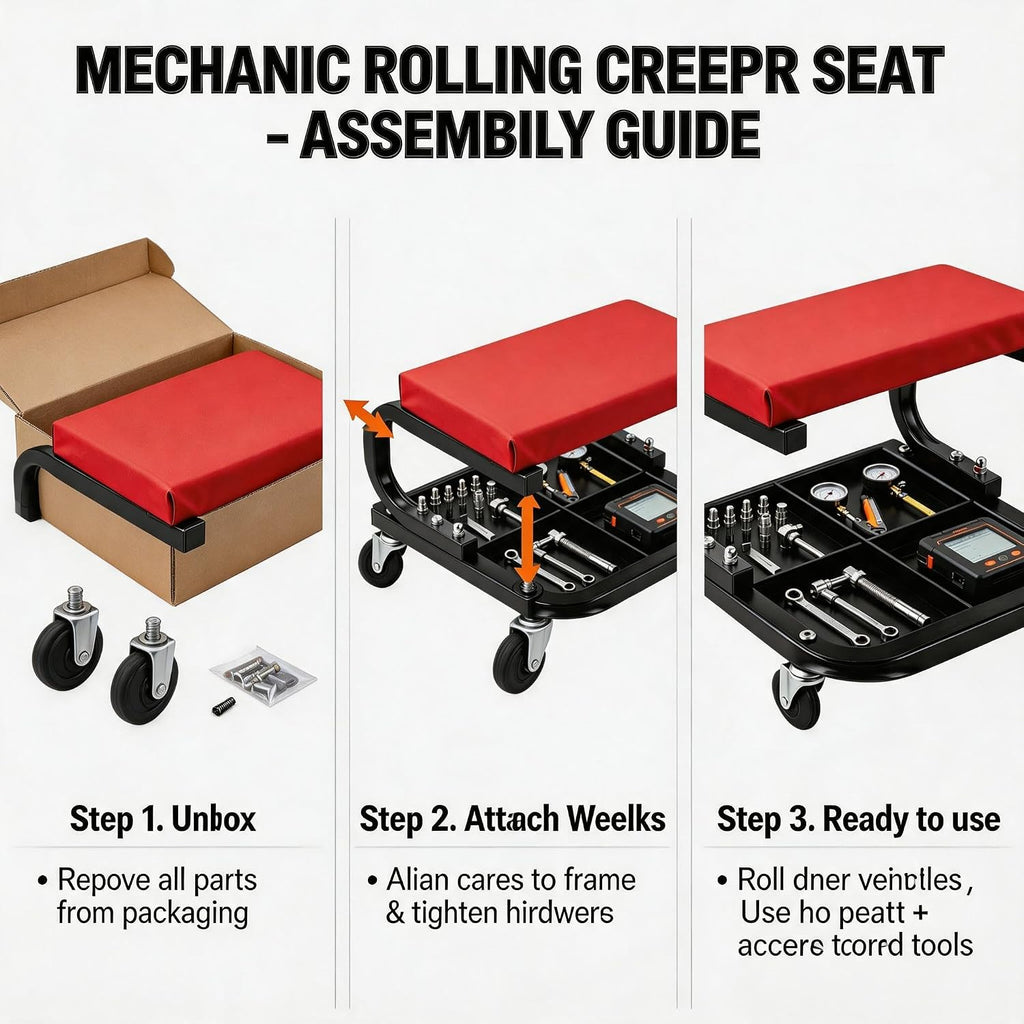 Rolling Creeper Garage/Shop Seat,250 LBS Capacity Heavy Duty Rolling Mechanic Stool with Wheels,Automotive Padded