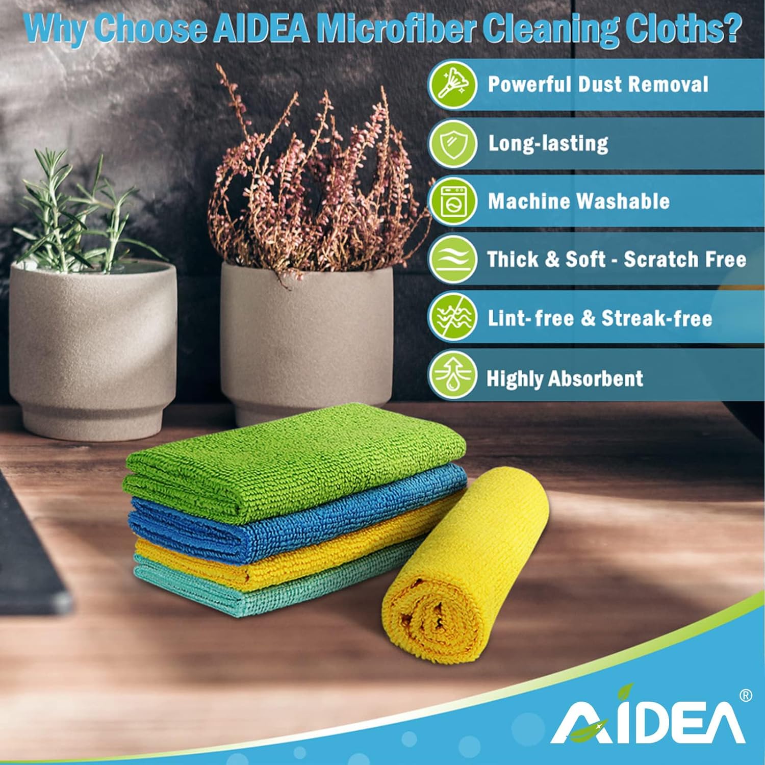 Microfiber Cleaning Cloth, 20PK, Soft Absorbent Rags, Microfiber Towels for Cars, Kitchen Towels, Dusting Cloth for