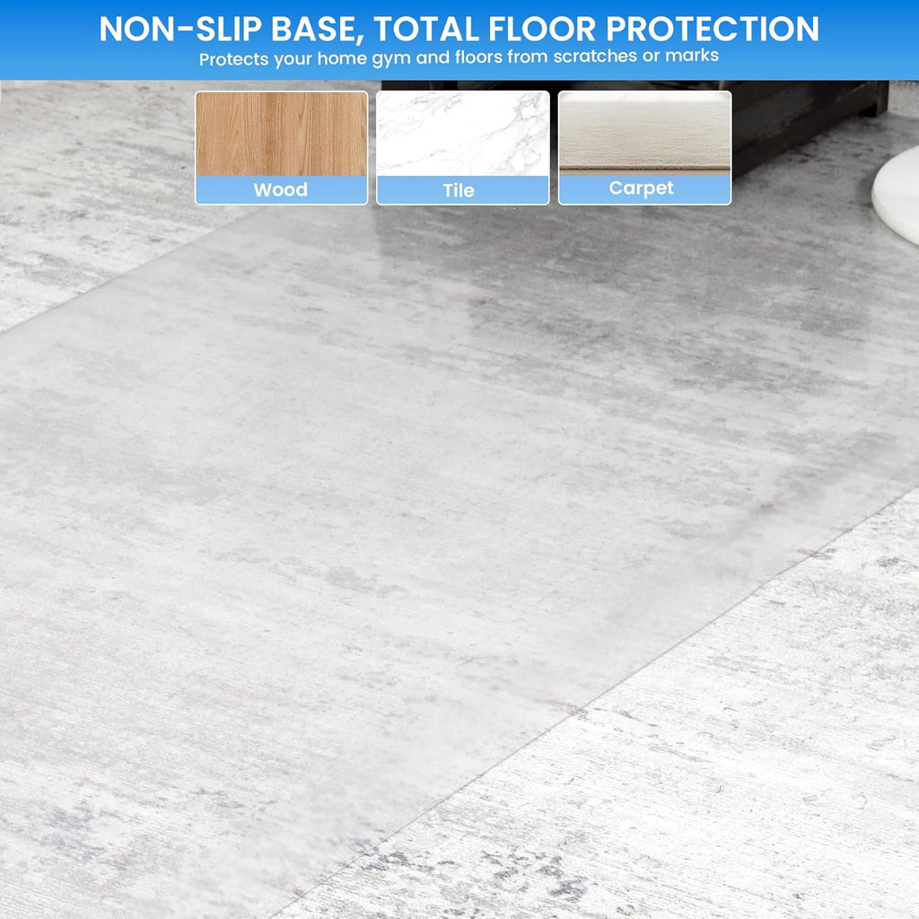 PVC Treadmill Walking Pad Mat, 100 * 35 Inch Transparent Exercise Bike Mat for Carpet & Hardwood Floors, Non-Slip
