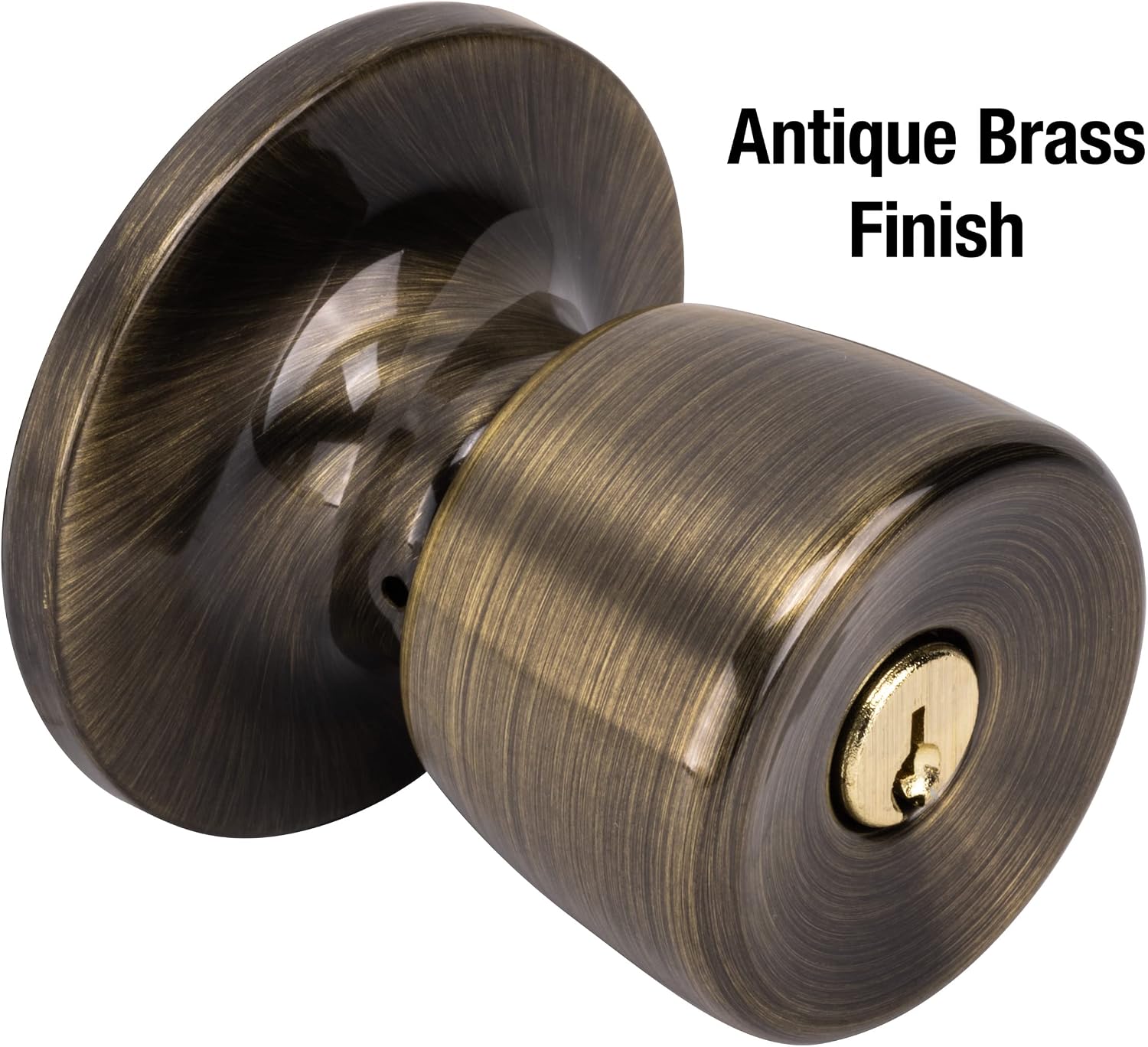Keyed Entry Door Lock, Single Cylinder Deadbolt with Matching Tulip Style Knob, Antique Brass, TUCO0605,Combo