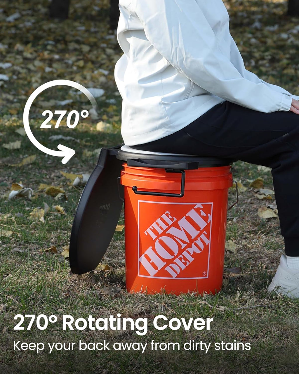Portable Toilet with Soft Cushion, 5 Gallon Rotatable Lid, Adults and Kids Camping Toilet Seat for 5 Gal Bucket