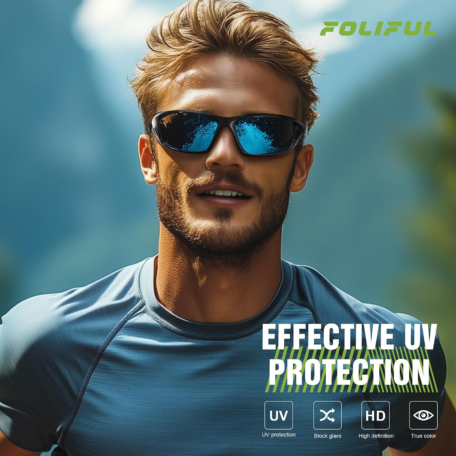 Polarized Sports Wrap Around Sunglasses Men Fishing Running Golf | Mens Womens Sunglasses Pack UV Protection for