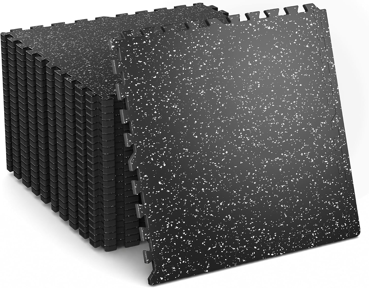 0.6" Thick 48 Sq Ft Rubber Top Gym Flooring Mats for Home Gym | Dual-layer Rubber & HD EVA, NO Warping, 12 Tiles