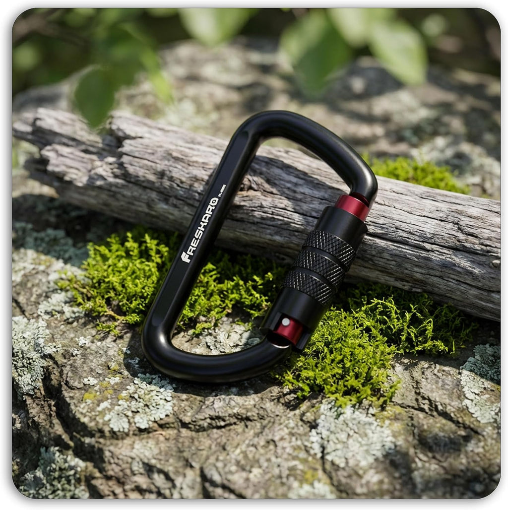 3inch 12kN-2698lbs Auto Locking Carabiner Clips, Solid D Shape, Heavy Duty 7075 Aluminum, Lightweight 1.09oz, Rust