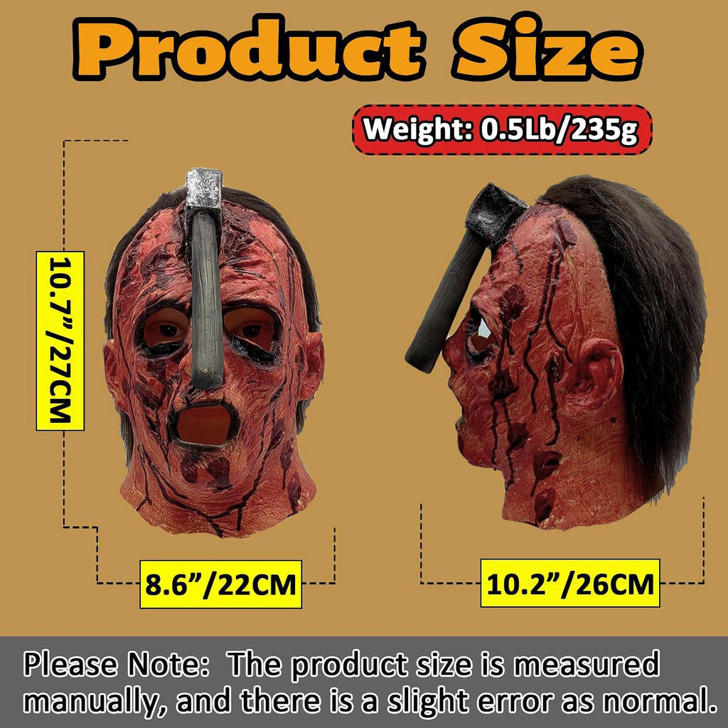 Horror Demon Monster Mask, Adult Latex Axe Pattern Design Scary Mask for Halloween Horror Themed Party Cosplay